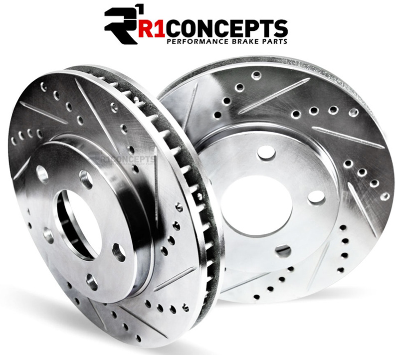 R1 Concepts E-Line Drilled/Slotted Front Brake Rotors For 2006-12 BMW  3-Series [E90 E91 E92 E93]